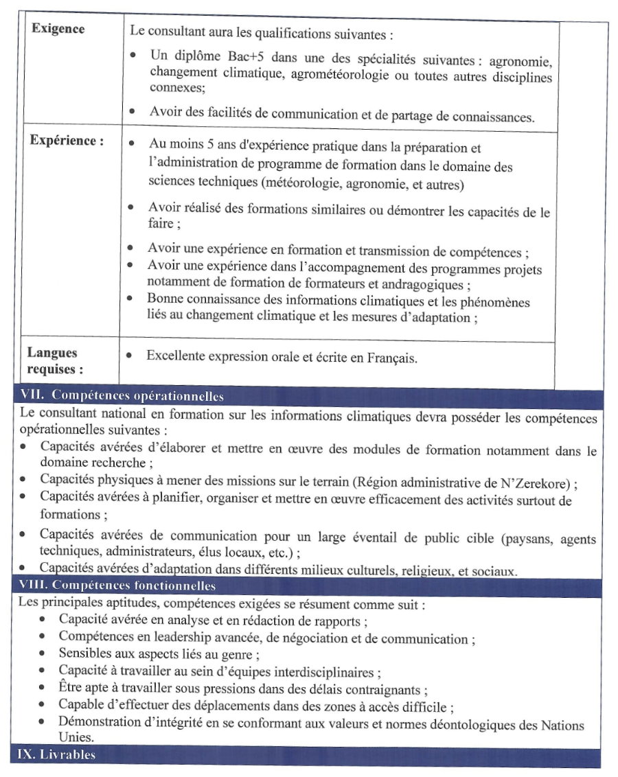 Termes de références pour le Recrutement d'un Consultant National pour la formation des paysans relais, les communautés et les autorités locales des zones d'intervention du PRACC-GF | Page 4